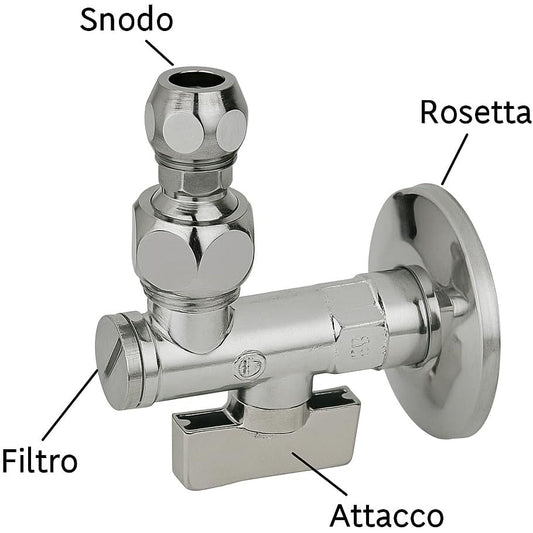 Rubinetto Sottolavabo 1/2" x 10 mm Snodo Orientabile Ottone - Lemag srl