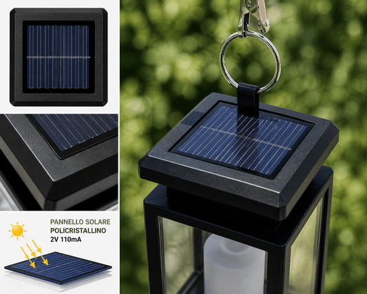 Lanterna Solare Candela Flame 2000K IP55 con Clip Molletta in Acciaio Luce Calda 5LM per Giardino Balcone Esterno - Lemag srl