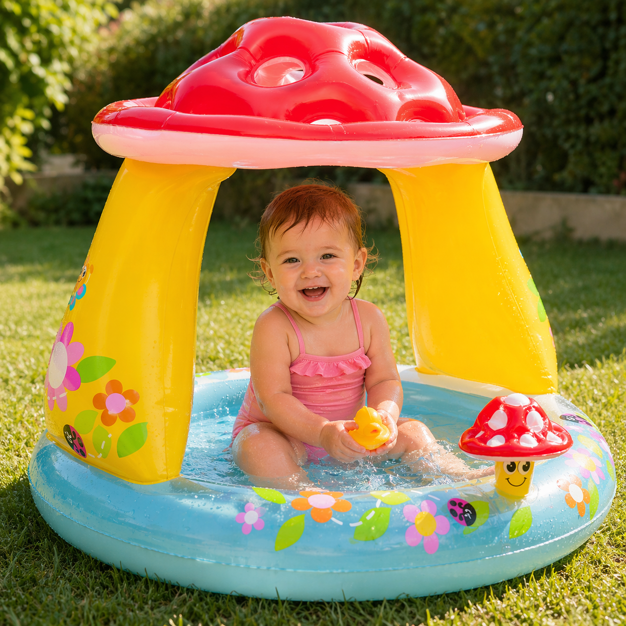 Piscina Gonfiabile Fungo con Parasole Bambini 102x89 cm - Lemag srl