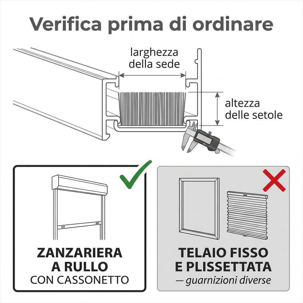 Kit Ricambi Zanzariera a Rullo 7 Pezzi Spazzolino Cordino Maniglie - Lemag srl