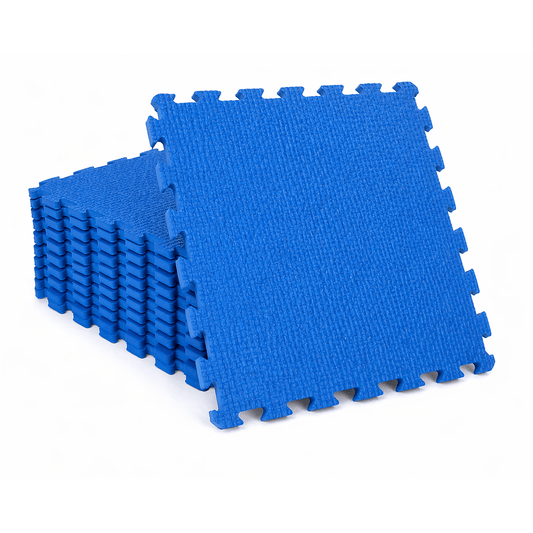 Set da 9 pezzi di tappeto sottofondo piscina blu da 50x50 cm componibili a incastro per proteggere la base della piscina.