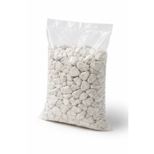 Sacco da 2 kg di breccia bianca per giardino, ideale per decorare aiuole e vasi d'esterno.
