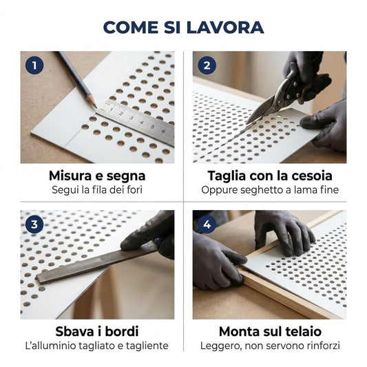Lamiera Forata Alluminio Bianco - 2 Pannelli 100x100 cm, 2 mq - Spessore 1 mm - Copri Termosifone, Ante Mobili e Griglie - Già Tagliata, Arriva in Scatola - Lemag srl