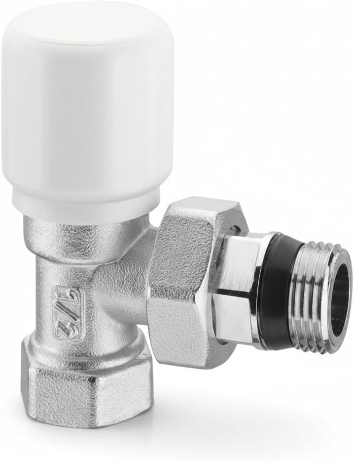 Valvola a Squadra 3/8” – Rubinetto Angolare per Impianti Idraulici e Riscaldamento – Attacco Standard - Lemag srl