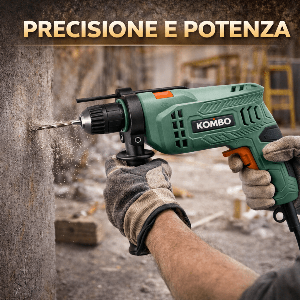 Trapano a Percussione Elettrico 550W – Mandrino Autoserrante 10mm – 0 - 3000 RPM – Foratura Legno 32mm - Lemag srl