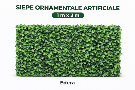 Siepe Ornamentale Artificiale 1 m x 3 m – Frangivista per Balcone e Giardino – Vari Tipi: Edera / Lauro / Pino - Lemag srl