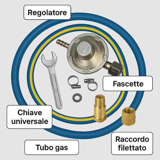 Regolatore Gas 30 mbar + Tubo Gas GPL 8x13 mm 10 mt Blu - Lemag srl - Lemag srl
