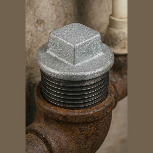 Tappo in ghisa zincato 2" maschio per tubo acqua – chiusura filettata resistente - Lemag srl