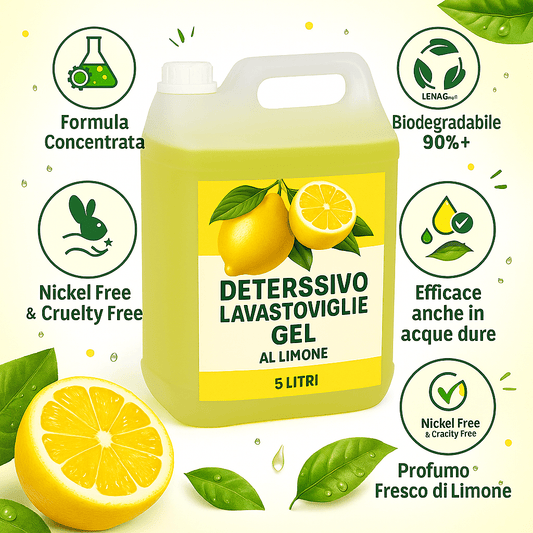 Detersivo Lavastoviglie Gel Limone 5L – Fino a 250 Lavaggi – Professionale – Lemag srl - Lemag srl
