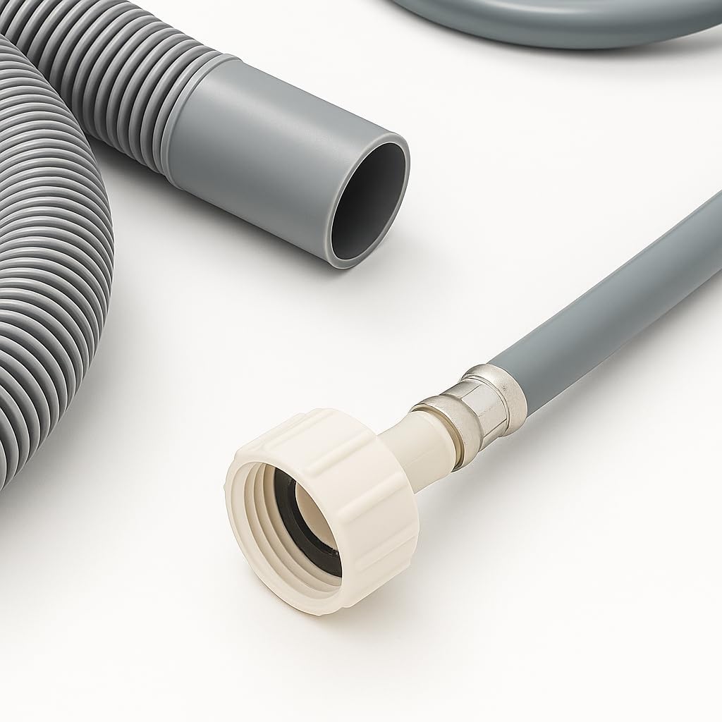 Kit Completo Carico + Scarico Universale per Lavatrice e Lavastoviglie – Tubo Carico 3/4” 2 m + Tubo Scarico 2 m con Gancio e Fascette – Antiperdita, Facile da Installare - Lemag srl