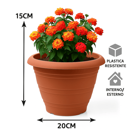 Vaso per Fiori 20x15 cm Bianco – Plastica Resistente, Leggero e Decorativo – LEMAG SRL - Lemag srl