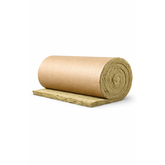 Rotolo di lana di roccia Roulrock Kraft isolante termoacustico da 60mm per l'isolamento interno.