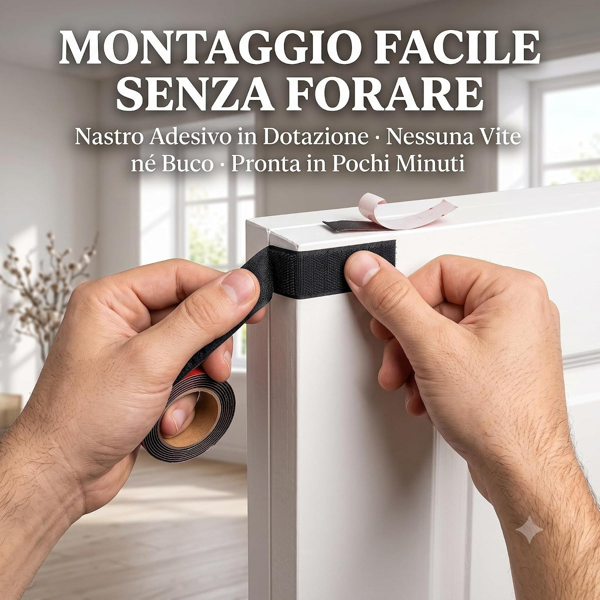 Zanzariera Magnetica da Porta 100x210 cm Nera – Senza Forare - Lemag srl