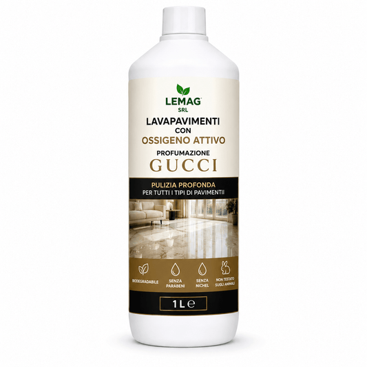 Lavapavimenti con Ossigeno Attivo Profumazione Luxury 1L e 5L Pulizia Profonda Pavimenti Biodegradabile - Lemag srl