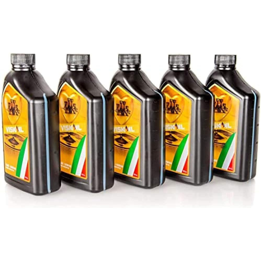 Set di 5 bottiglie di olio motore 10w40 semisintetico Viskoil da 1 litro per motori benzina e diesel.