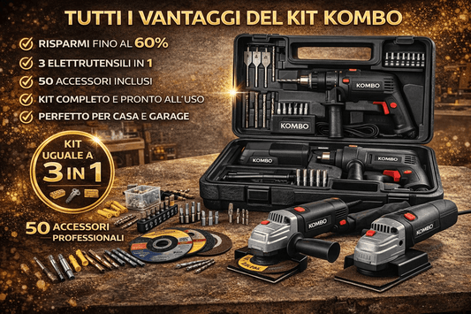 Valigetta 3 Elettroutensili + 50 Accessori – Trapano a Percussione 500W – Kit Completo Fai da Te - Lemag srl