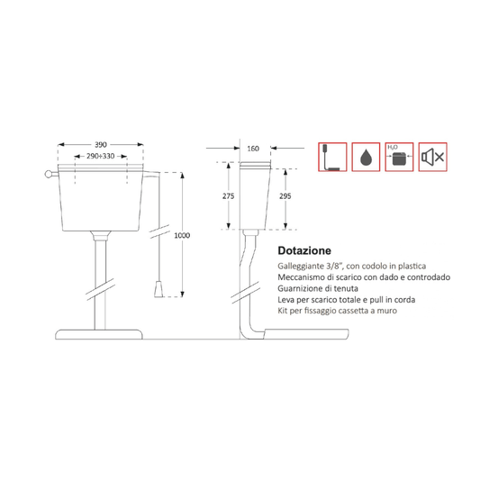 Vaschetta WC Universale con Galleggiante e Accessori – Pulsante o Catenella – Lemag srl - Lemag srl