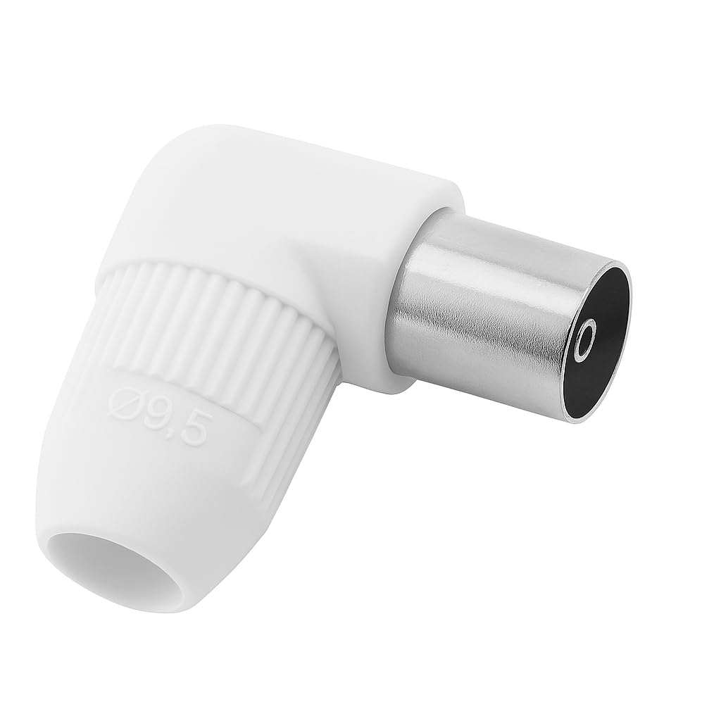Spina Coassiale TV a Squadra Ø 9,5 mm – Per Cavo Coassiale Ø Max 7,0 mm – Connettore Antenna 90° Bianco – 1 Pezzo - Lemag srl