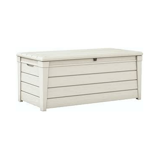 Keter - Baule da Giardino Brightwood Poolbox, capacità 454 Litri 145x69,7x60,3 Centimetri