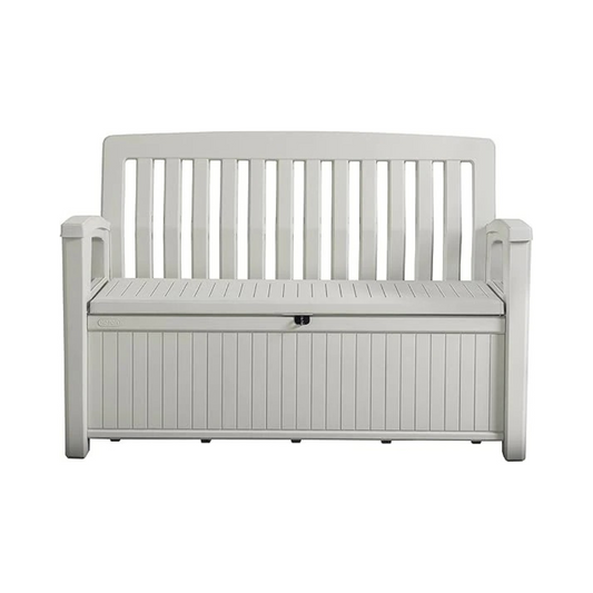 Keter 12-938067 Cassapanca da Giardino Patio Bench, In Resina, Bianco, 132.7 x 63.5 x 89.5 cm, Capacità 227 l