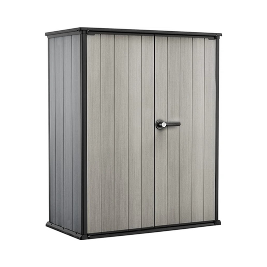 Keter Armadio Porta Attrezzi da Esterno High Store Plus, ideale per il giardino, 140x73,6x170,4H cm, 1400L