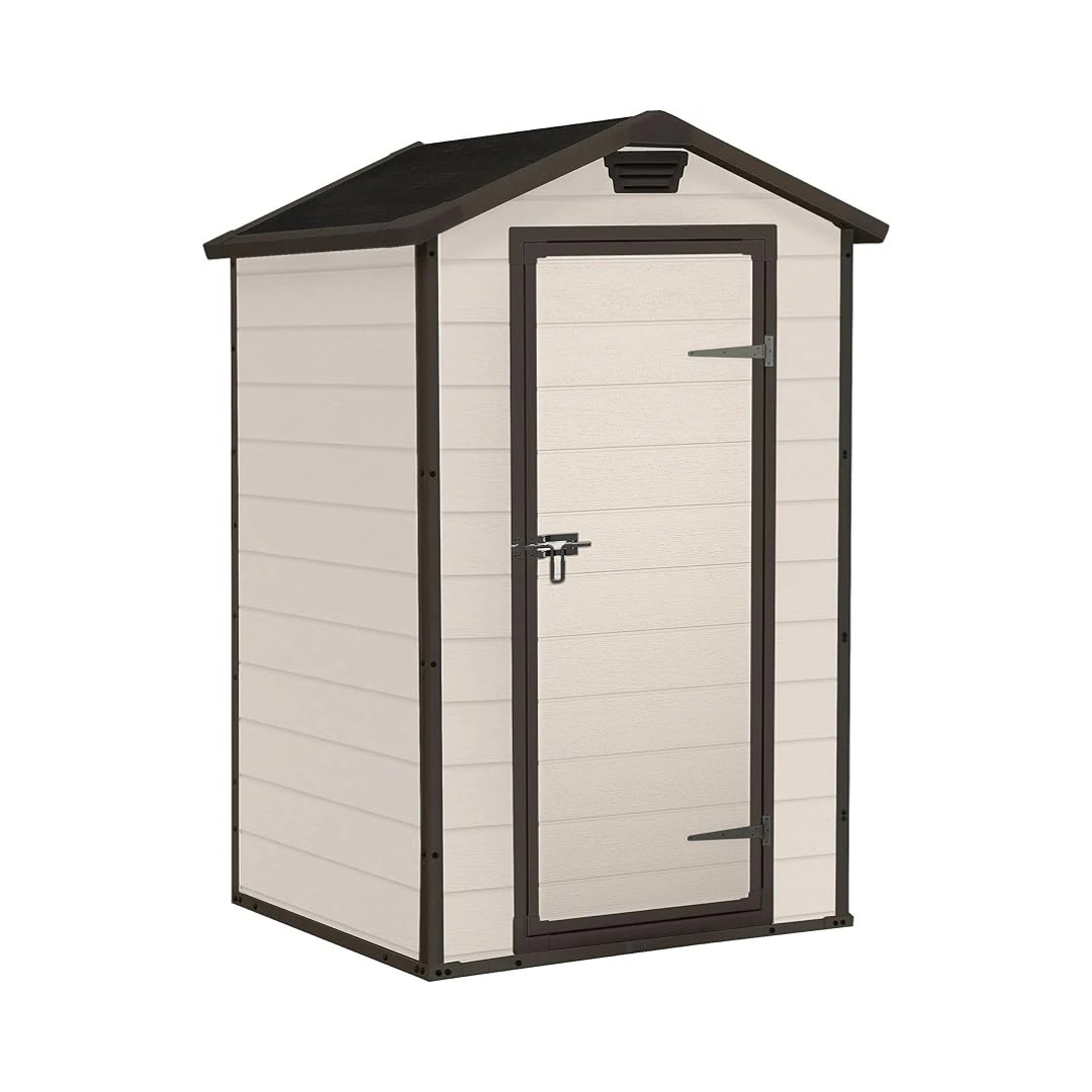 Keter Casetta da Giardino Manor 4x3, Finitura Effetto Legno Graffiato, Beige, 129x103x196H Cm