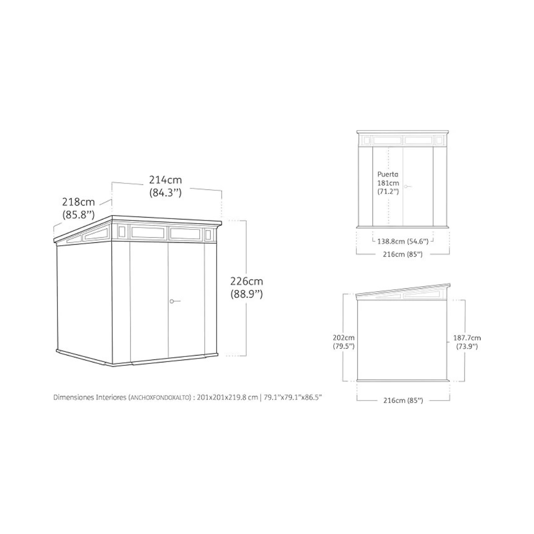 Keter Casetta da Giardino Artisan 7x7, Effetto legno spazzolato, Grigio, 4,7 m², 214x218x226H cm