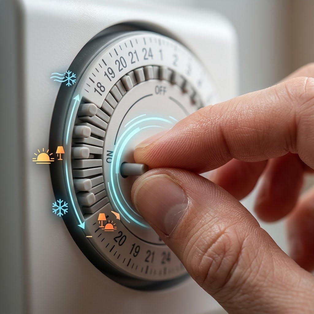 Cronotermostato Digitale Giornaliero a Parete — Termostato Ambiente con Display Retroilluminato a Icone, Programmazione a Cavalieri, per Riscaldamento e Condizionamento, a Pile