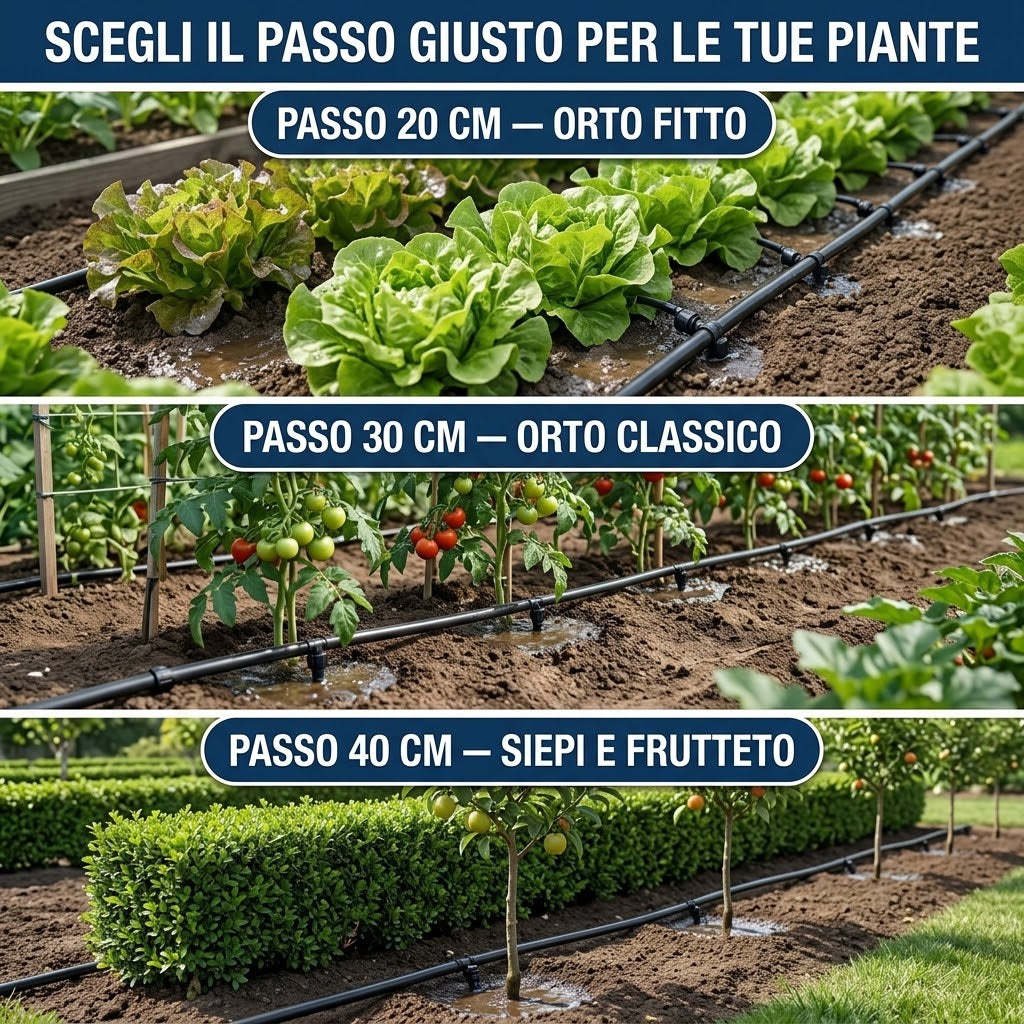 Lemag Kit Irrigazione a Goccia Completo Passo 20 cm — Ala Gocciolante Ø 16 mm 50 m con Raccordi, Rubinetto e 35 Gocciolatori Regolabili — per Orto Fitto, Insalate, Fragole e Aiuole