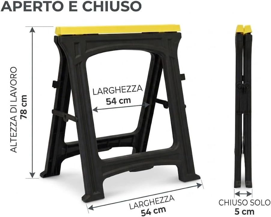 Cavalletto pieghevole da lavoro in polipropilene con righello graduato - immagine 3