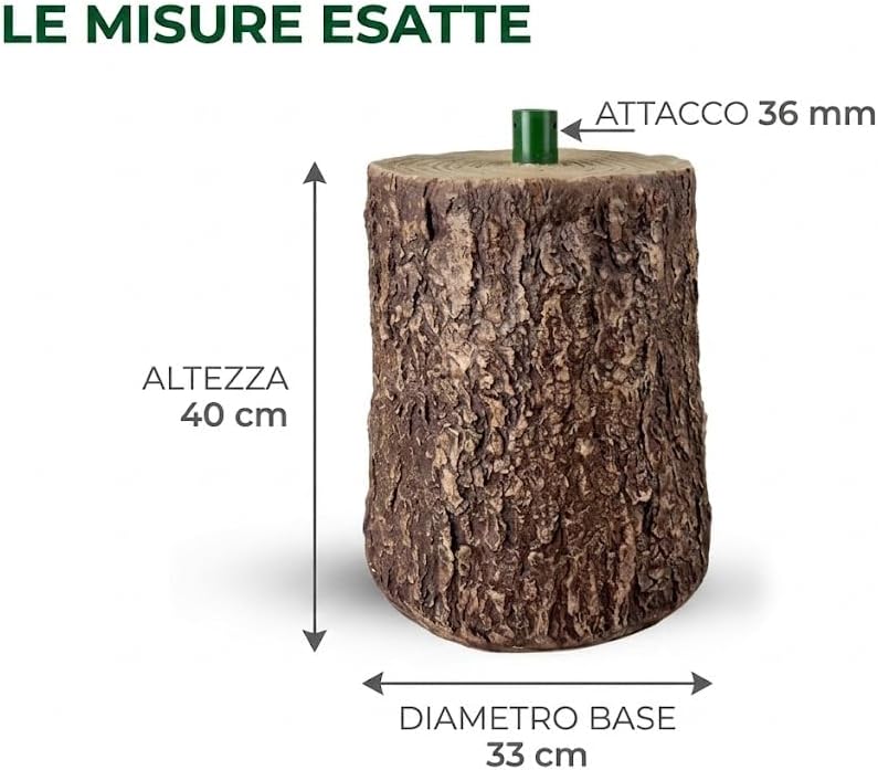 Ceppo base per albero di Natale effetto tronco con venature e corteccia - immagine 3