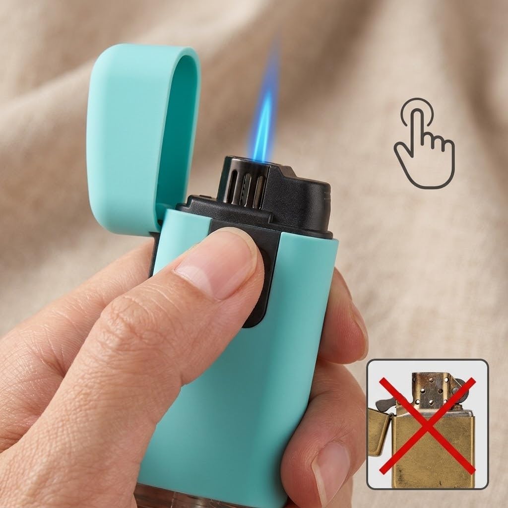 Set 2 Accendini Elettronici RICARICABILI Soft Touch Antivento — Accendino Turbo Jet a Gas con Serbatoio Trasparente, Rivestimento Gommato Antiscivolo, Colori Assortiti — per Sigarette, Candele