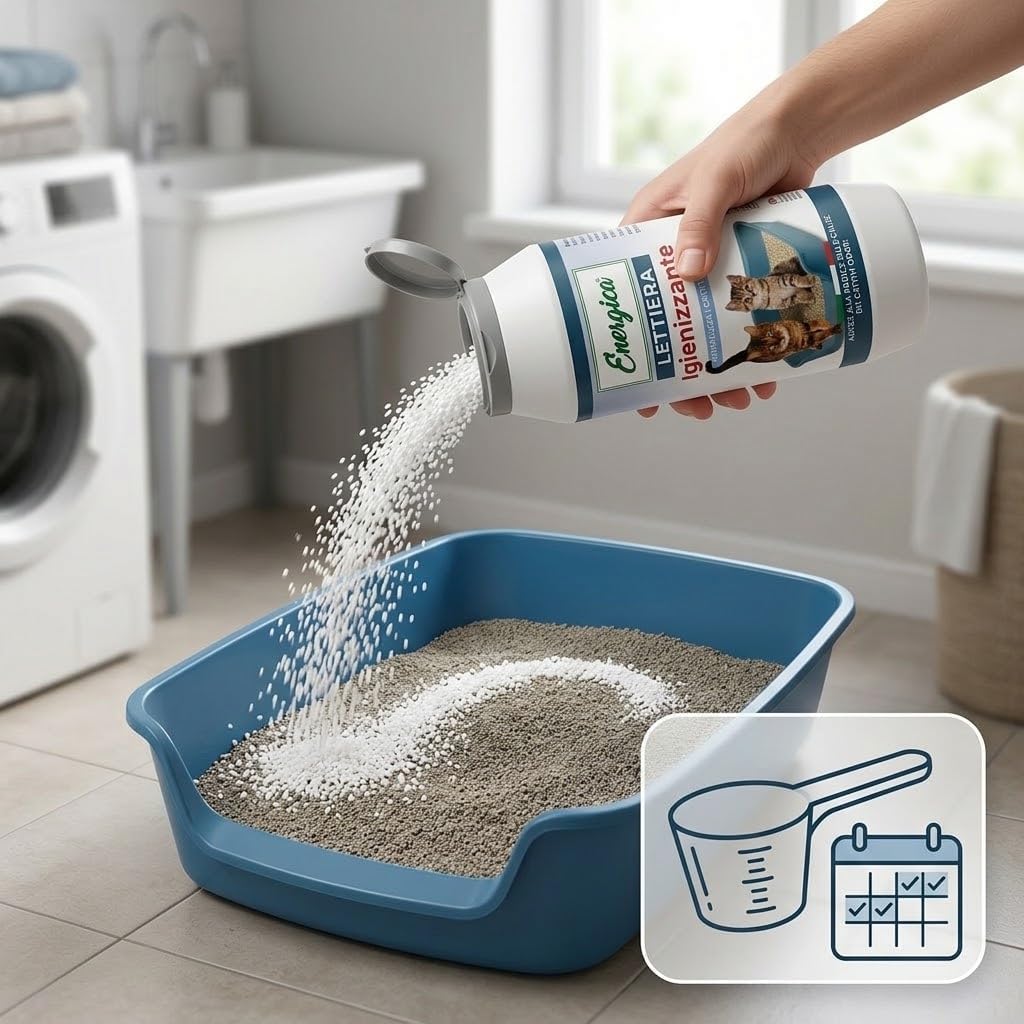 Igienizzante Lettiera Granulare 1 L — Sanificante Deodorante per Lettiere Gatti e Piccoli Animali con Estratti Vegetali e Microrganismi Benefici, Neutralizza i Cattivi Odori alla Radice