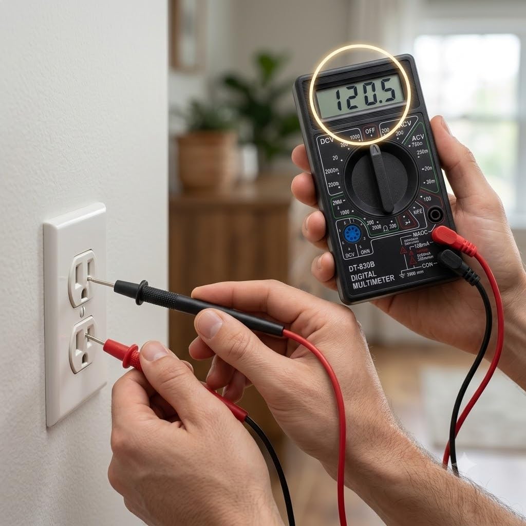 Multimetro Digitale — Tester Elettrico per Tensione AC/DC fino a 1000V, Corrente fino a 20A, Resistenza fino a 200 MΩ, Test Diodi e Continuità, Display Digitale, per Casa, Auto, Elettronica.