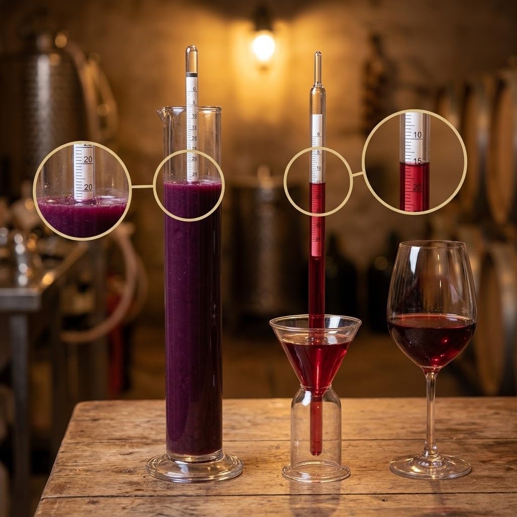 Lemag Kit Vendemmia Cantina Completa — Metabisolfito di Potassio, Lievito Selezionato con Attivante, Acido Tartarico, Chiarificante, 10 Bustine Tannisol, Mostimetro di BABO, Vinometro e Antiflor