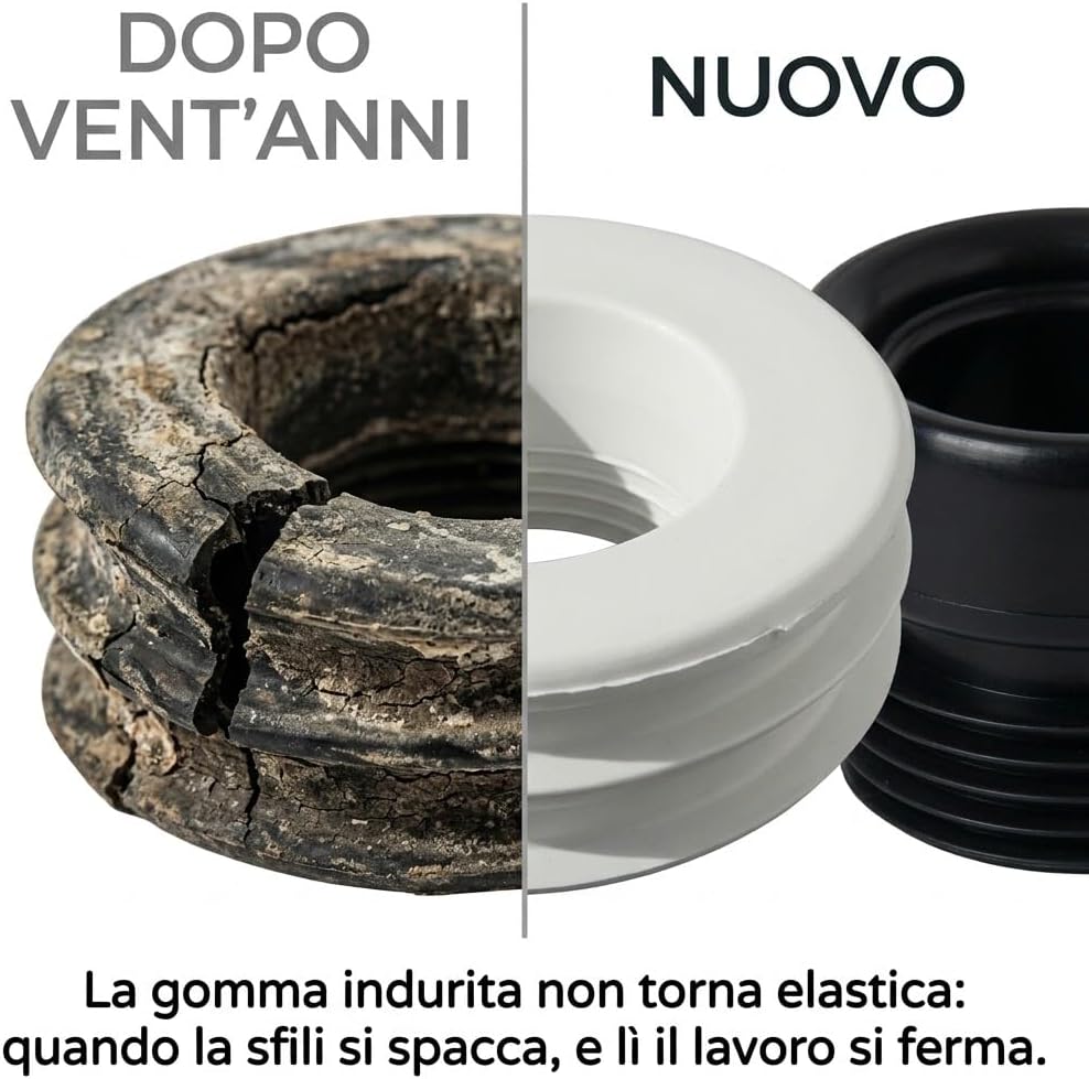 Kit collegamento WC con canotto, borchia, morsetti in gomma e manicotto sottovaso - immagine 6