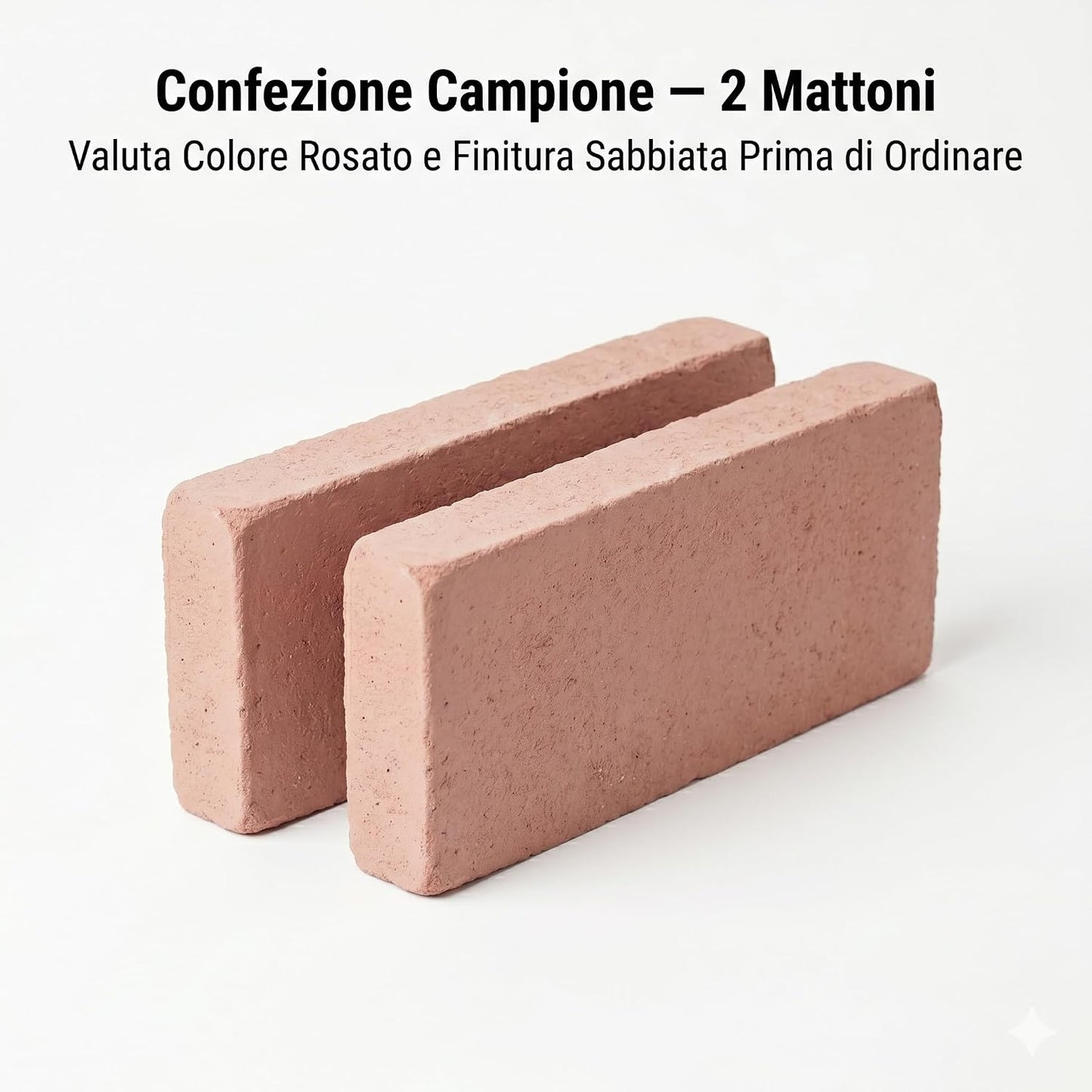 Mattone FBM Sabbiato Rosato 3,5x12x25 cm – Confezione Campione 2 Pezzi | Mattone Faccia a Vista Decorativo | Rivestimento Murale | Finitura Sabbiata | Made in Italy