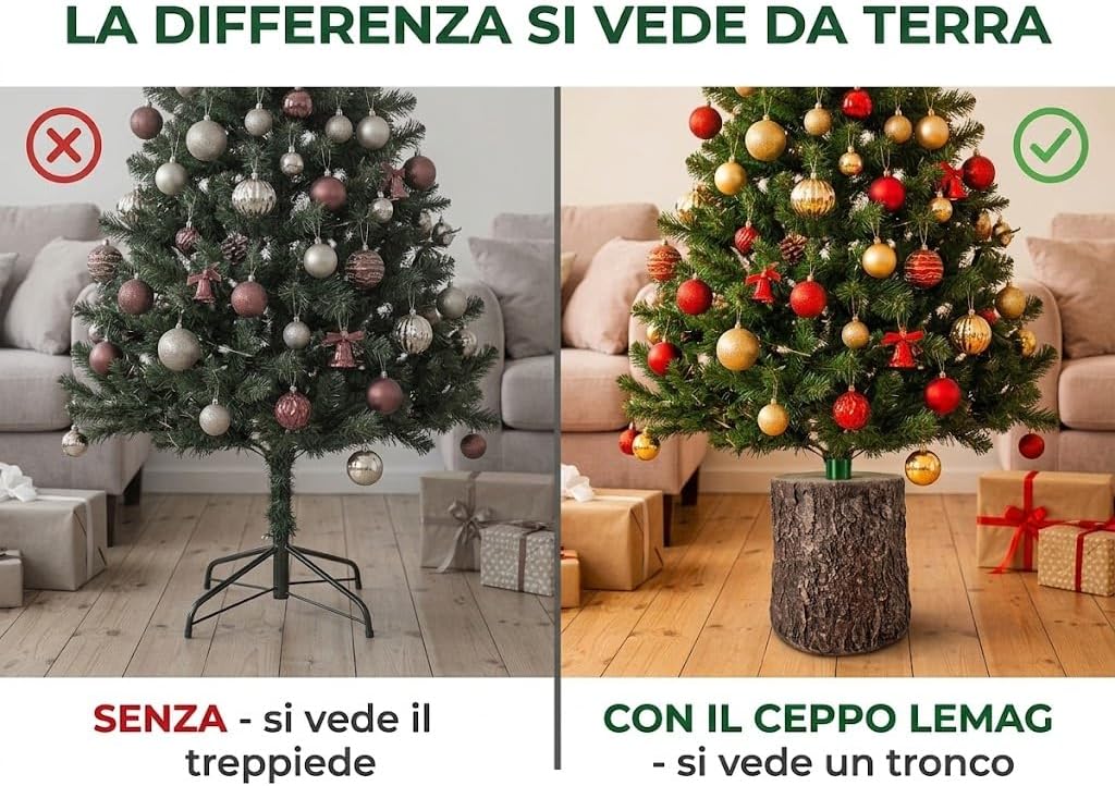Ceppo base per albero di Natale effetto tronco con venature e corteccia - immagine 5