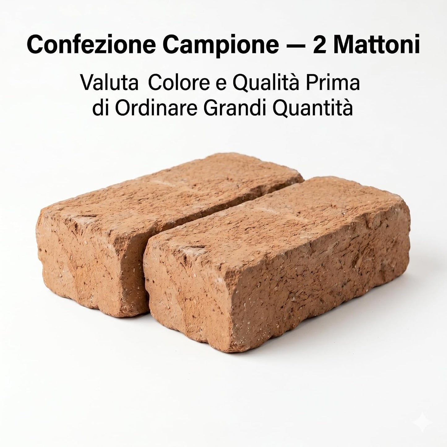 Mattone a Zoccolo Comune 5,5x12x24 cm – Confezione Campione 2 Pezzi | Mattone Pieno per Muratura ed Edilizia | Faccia a Vista Decorativo | Prova Qualità | Made in Italy