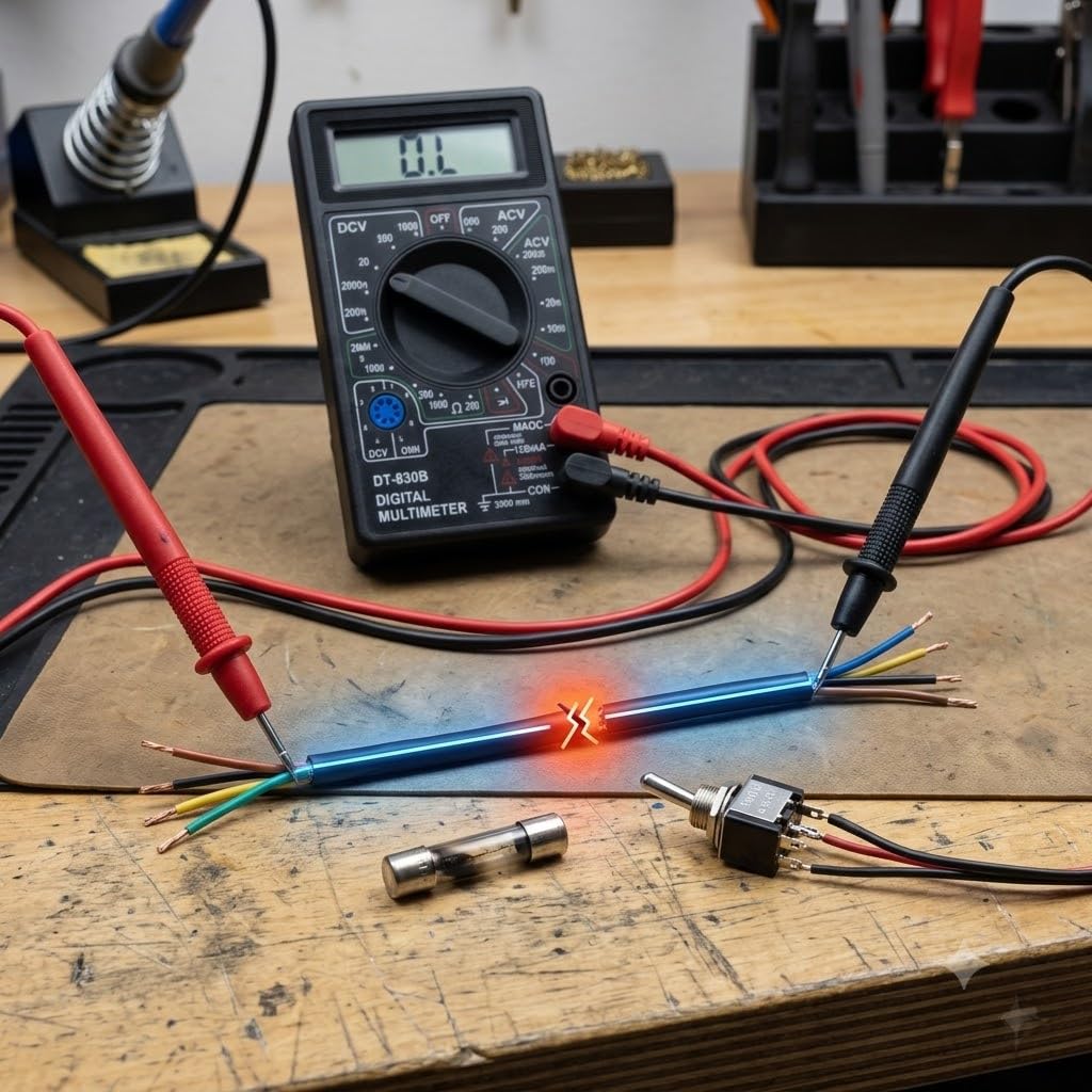 Multimetro Digitale — Tester Elettrico per Tensione AC/DC fino a 1000V, Corrente fino a 20A, Resistenza fino a 200 MΩ, Test Diodi e Continuità, Display Digitale, per Casa, Auto, Elettronica.