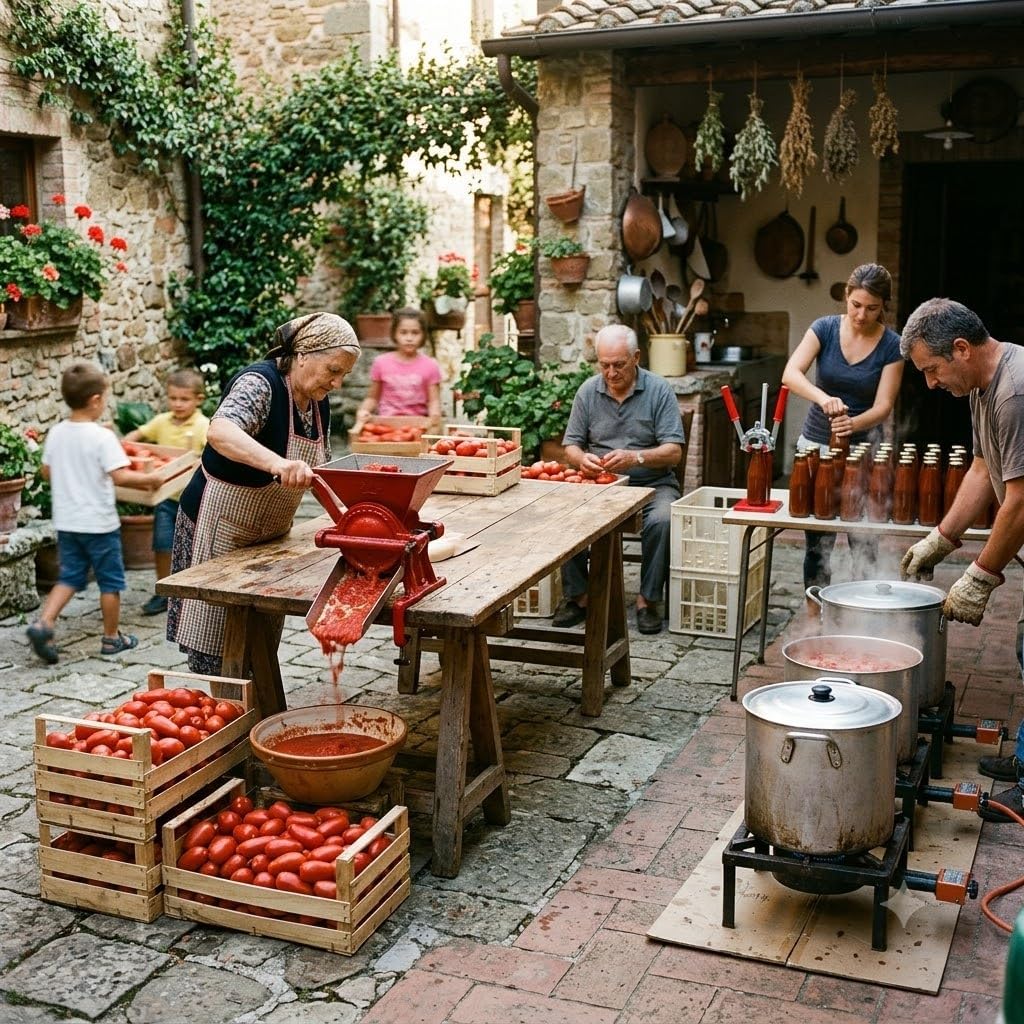 Kit Passata della Nonna Completo — Passapomodoro Gigante con Ventosa, 3 Caldaie Alluminio 20/24/28 con Coperchi, Tappatrice Tappi Corona, Imbuto, Cestello Portabottiglie e Bagnarola — 12 Pezzi