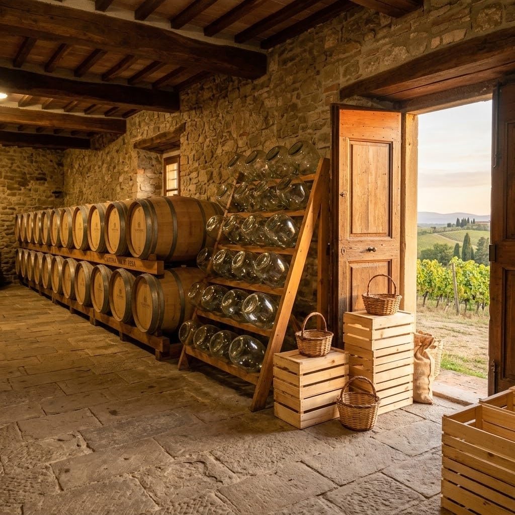 Kit Pulizia Cantina Pre-Vendemmia — Detergente per Botti e Damigiane 1 kg, Detergente Enologico Liquido 1 kg, Zolfo in Dischi Antigocciolante e Mastice per Botti 500 g