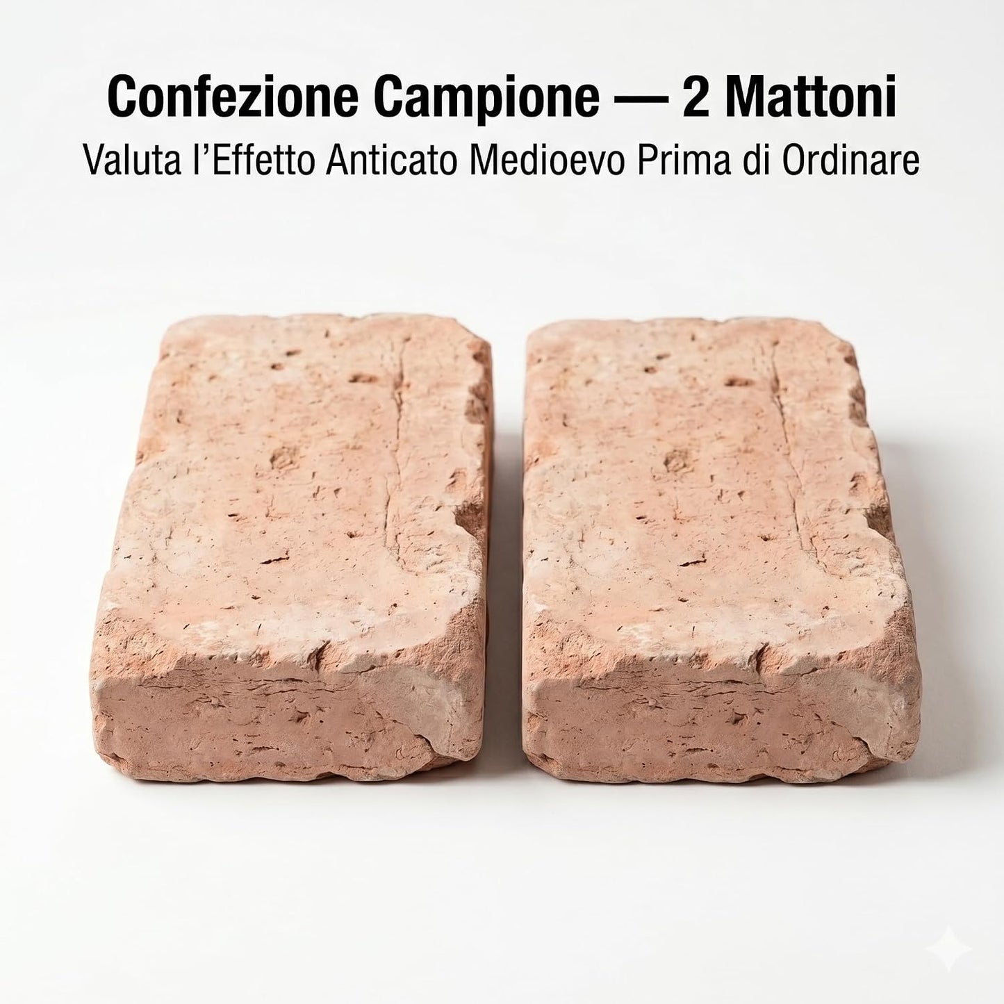 Mattone FBM Medioevo Rosato 3,5x12x25 cm – Confezione Campione 2 Pezzi | Mattone Faccia a Vista Effetto Anticato | Rivestimento Rustico | Aspetto Invecchiato | Made in Italy