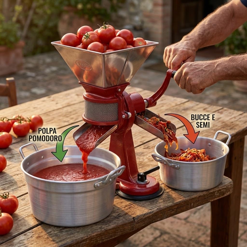 Kit Passata di Pomodoro con Fornellone a Gas 40x40 — 3 Caldaie con Coperchi, Tappatrice Tappi Corona, Imbuto, Cestello, Bagnarola, Fornello 8,5 kW con Tubo Gas 2 m, Regolatore, 2 Fascette