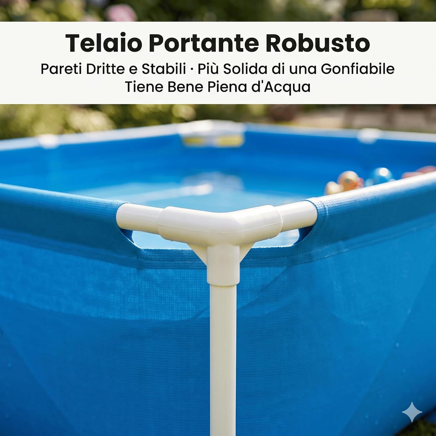 Piscina Frame Quadrata per Bambini 122x122x30,5h cm – Piscina Fuori Terra con Telaio Portante Robusto – Facile da Montare per Giardino e Terrazzo, da 2 Anni | Made in Italy