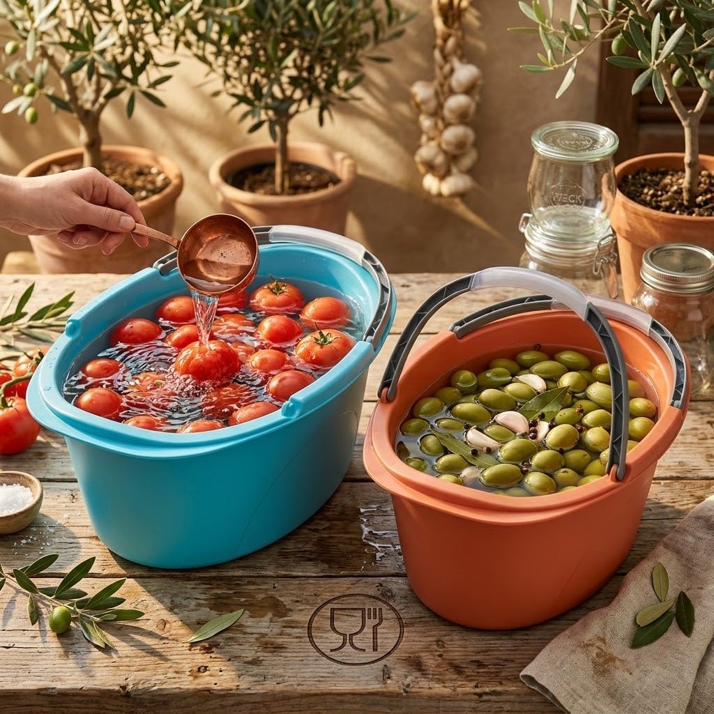 Set 2 Bacinelle Ovali 25 Litri 60x40x25 cm — Vasca in Plastica per Alimenti con Manici, per Bucato a Mano, Lavaggio Frutta e Verdura, Conserve, Campeggio e Casa — Made in Italy