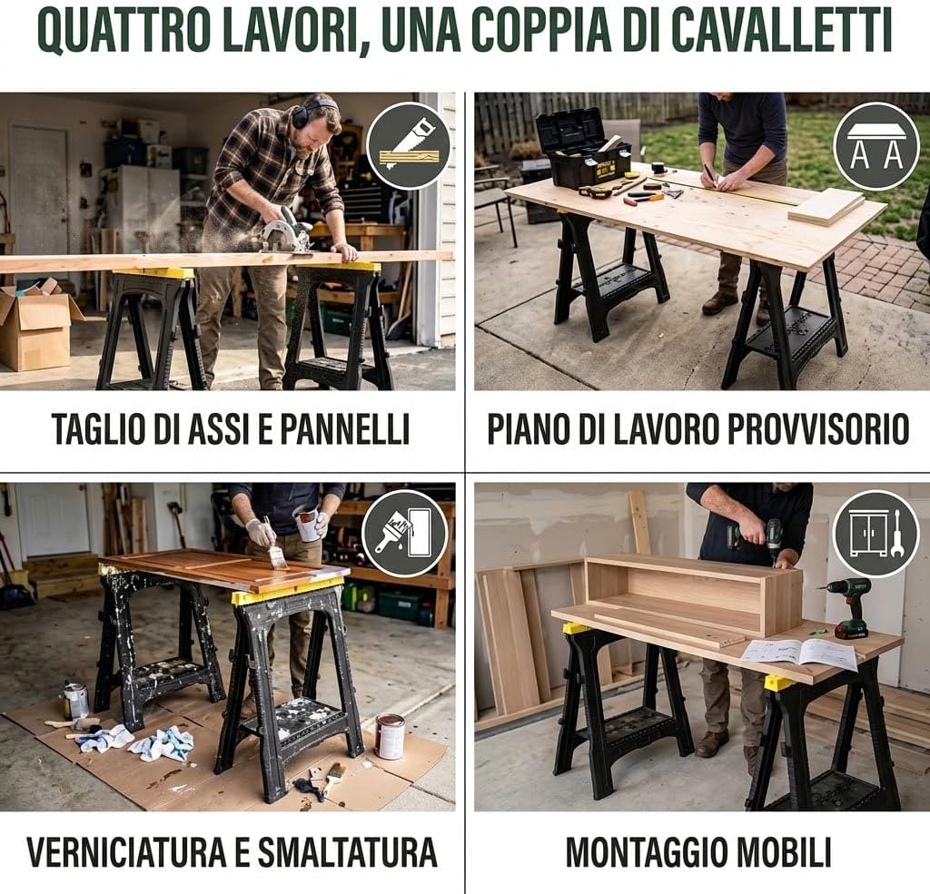 Cavalletto pieghevole da lavoro in polipropilene con righello graduato - immagine 6