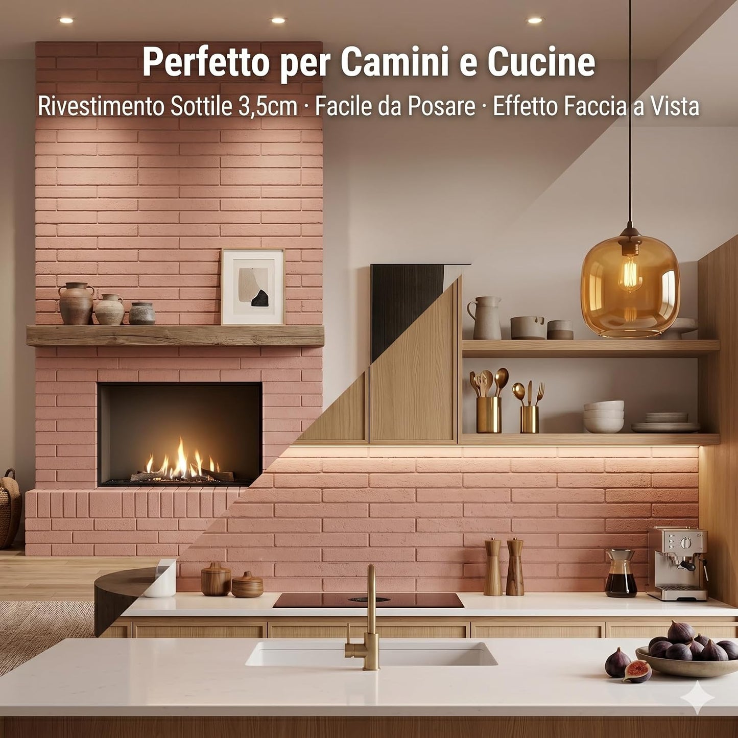 Mattone FBM Sabbiato Rosato 3,5x12x25 cm – Confezione Campione 2 Pezzi | Mattone Faccia a Vista Decorativo | Rivestimento Murale | Finitura Sabbiata | Made in Italy