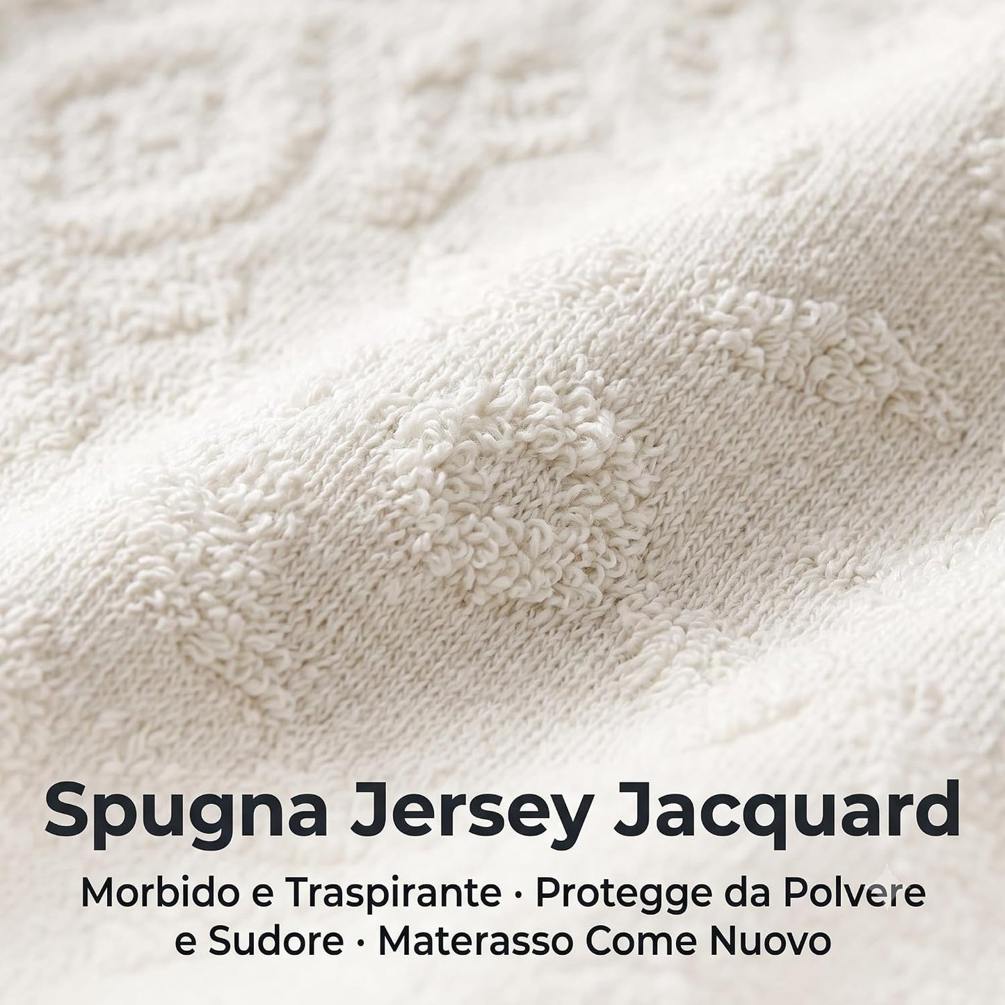 Set 2 Coprimaterasso Matrimoniale 180x200 cm in Spugna Jersey Jacquard – Coprimaterasso Elasticizzato con Angoli Maxi +25 Salvamaterasso Morbido e Traspirante – 2 Pezzi per il Cambio