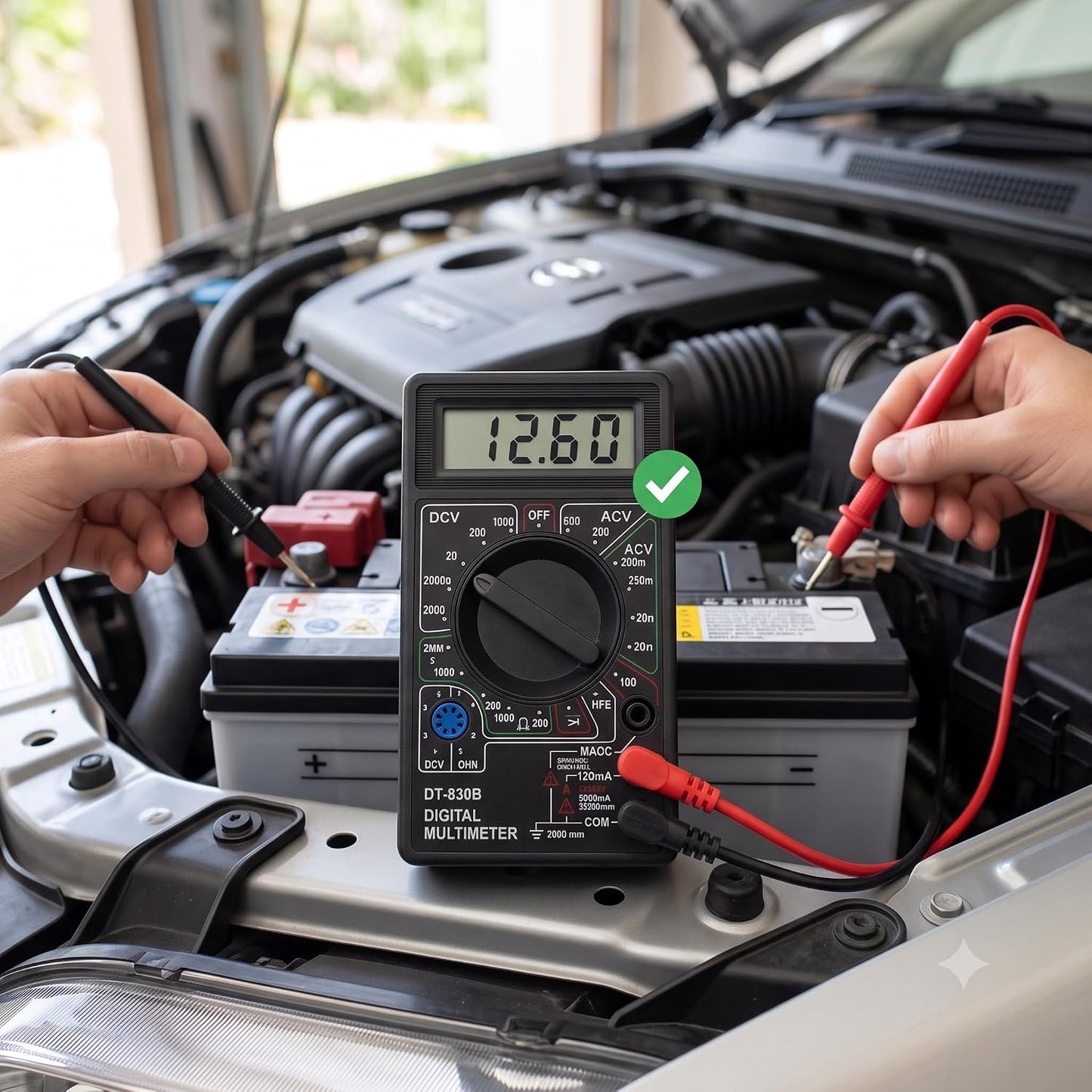 Multimetro Digitale — Tester Elettrico per Tensione AC/DC fino a 1000V, Corrente fino a 20A, Resistenza fino a 200 MΩ, Test Diodi e Continuità, Display Digitale, per Casa, Auto, Elettronica.
